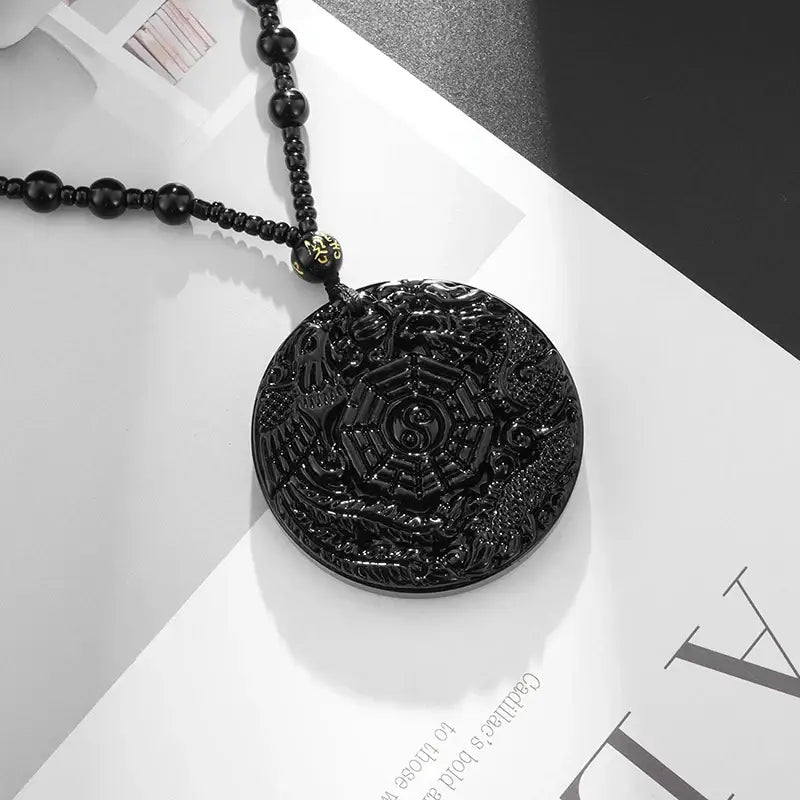 Collier et pendentif Yin-Yang: Harmonie Obsidienne