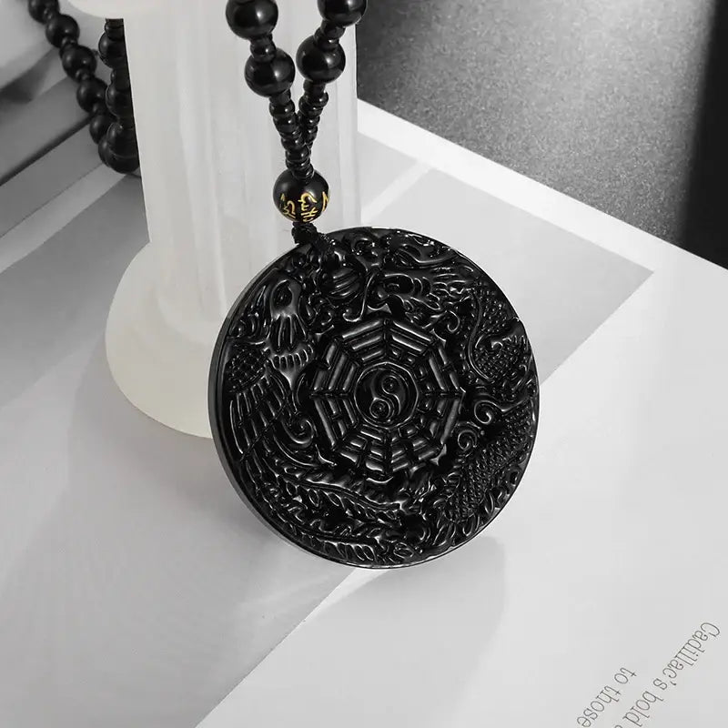 Collier et pendentif Yin-Yang: Harmonie Obsidienne