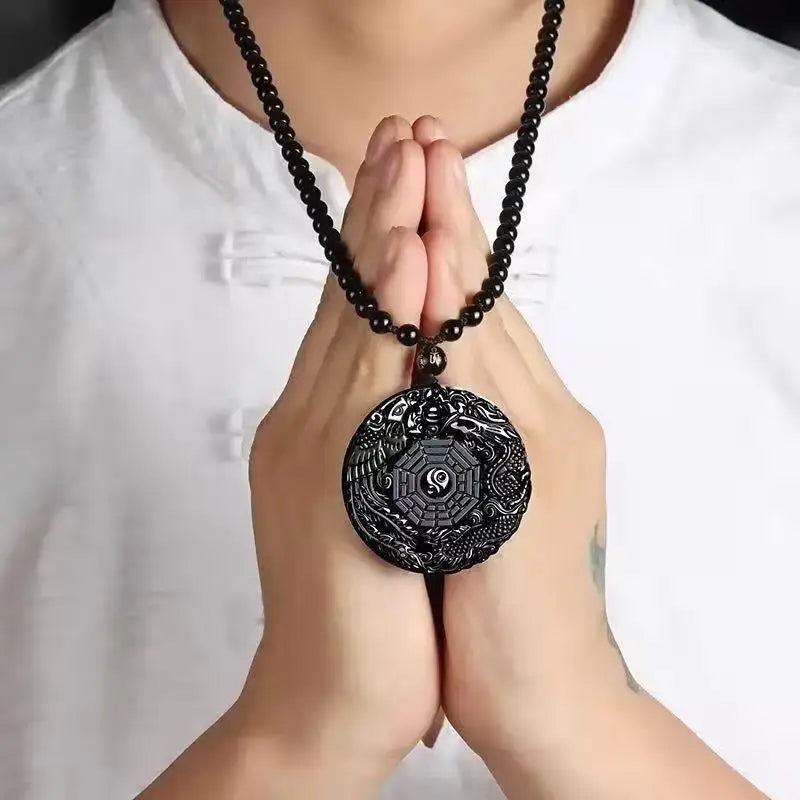 Collier et pendentif Yin-Yang: Harmonie Obsidienne