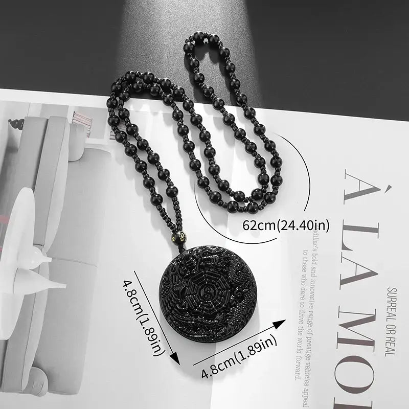 Collier et pendentif Yin-Yang: Harmonie Obsidienne