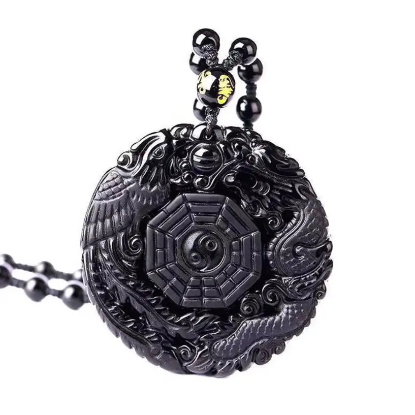 Collier et pendentif Yin-Yang: Harmonie Obsidienne