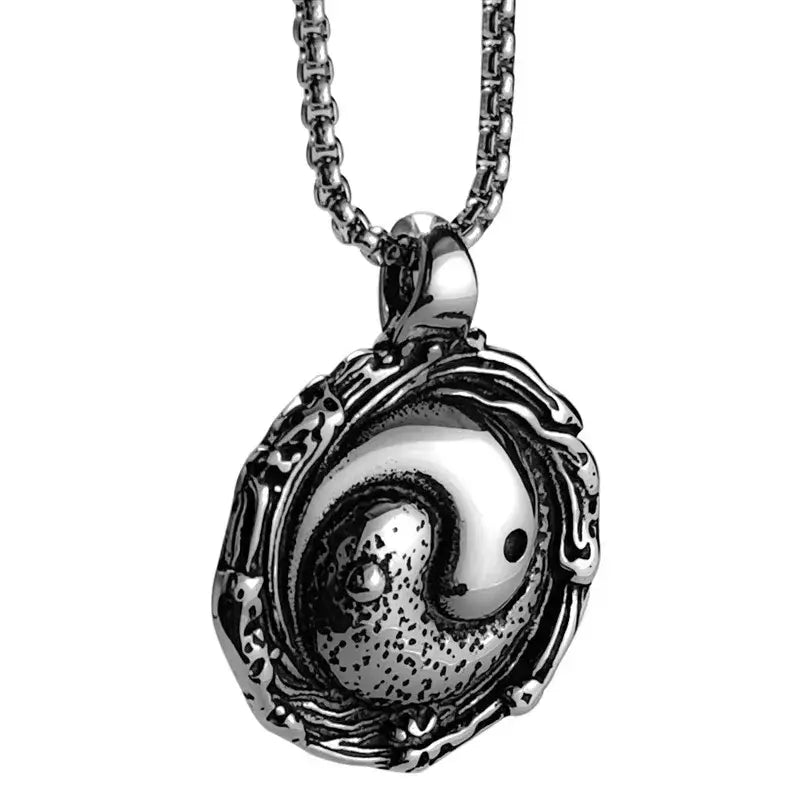 Collier et pendentif Yin-Yang: Mystère Éternel (Acier)