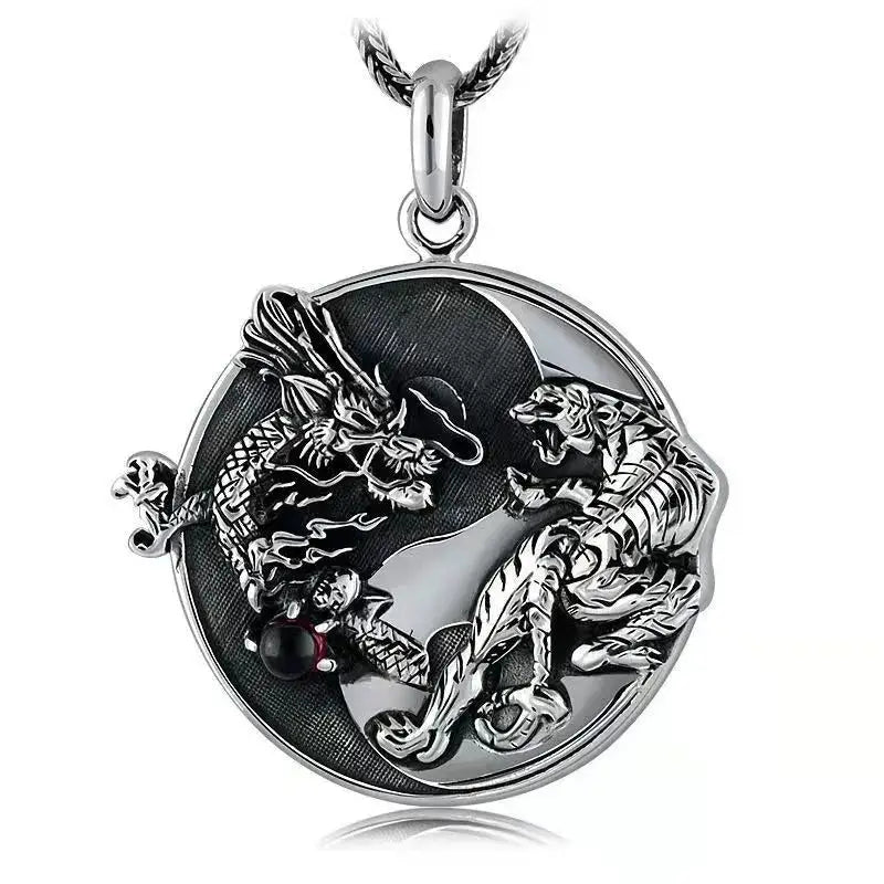 Collier et pendentif Yin-Yang: Puissance Mythique (Acier)