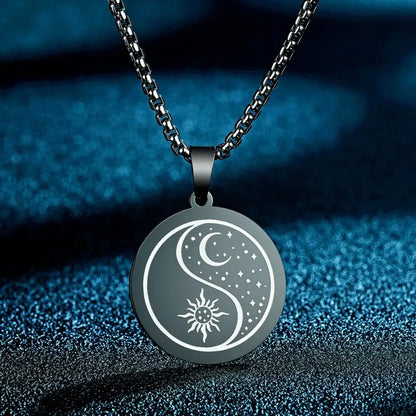 Collier et pendentif Yin-Yang: Soleil Lune (Acier