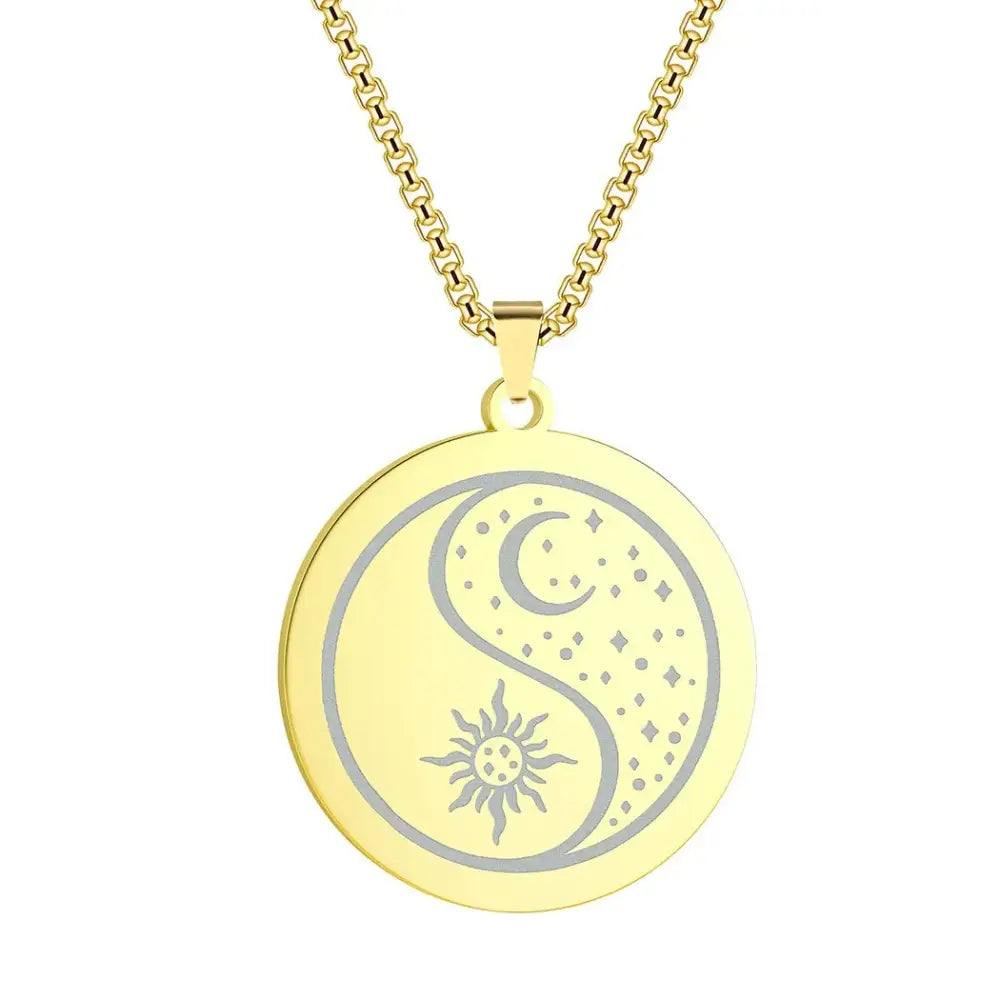 Collier et pendentif Yin-Yang: Soleil Lune (Acier