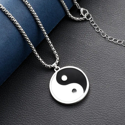 Collier et pendentif Yin-Yang: Symbole Classique (Acier