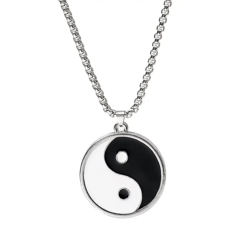 Collier et pendentif Yin-Yang: Symbole Classique (Acier