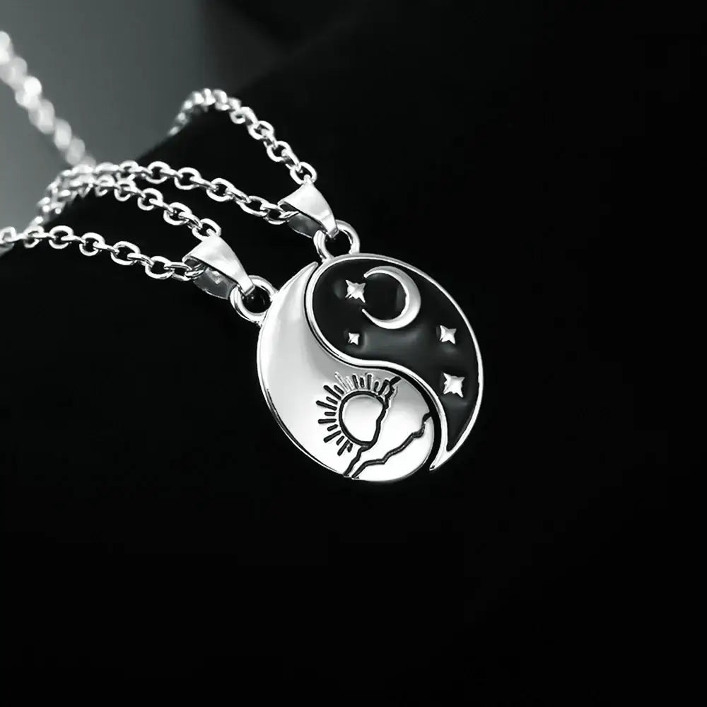 Colliers et pendentifs Yin-Yang (x2): Lien Éternel (Acier