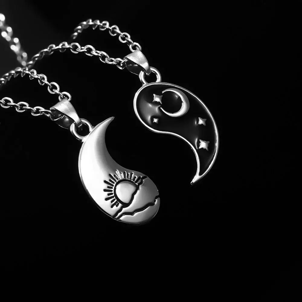 Colliers et pendentifs Yin-Yang (x2): Lien Éternel (Acier