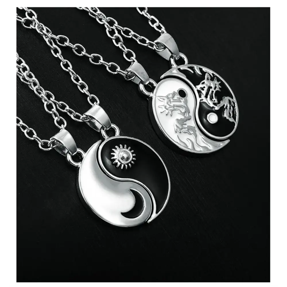 Colliers et pendentifs Yin-Yang (x2): Lien Éternel (Acier