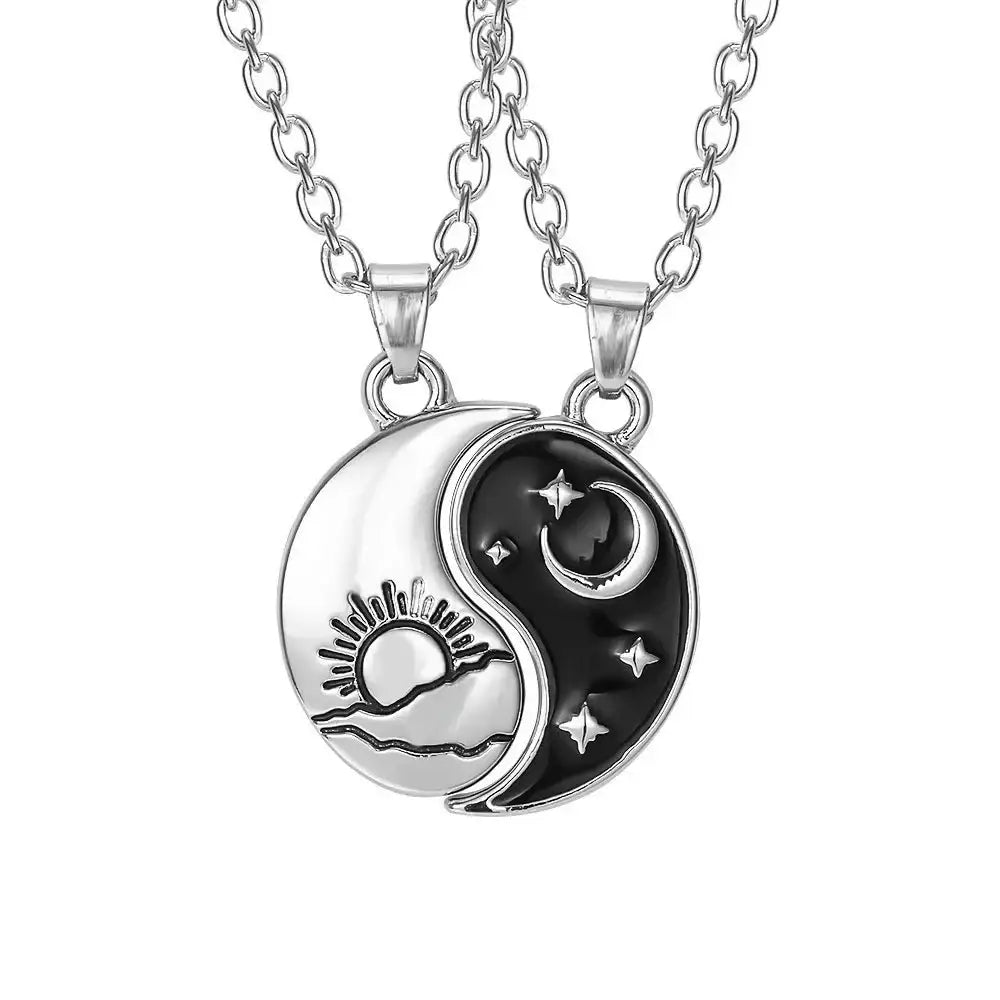 Colliers et pendentifs Yin-Yang (x2): Lien Éternel (Acier