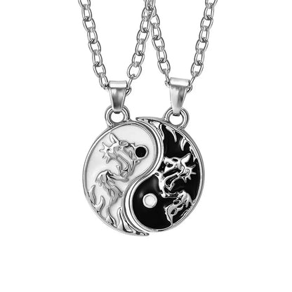 Colliers et pendentifs Yin-Yang (x2): Lien Éternel (Acier