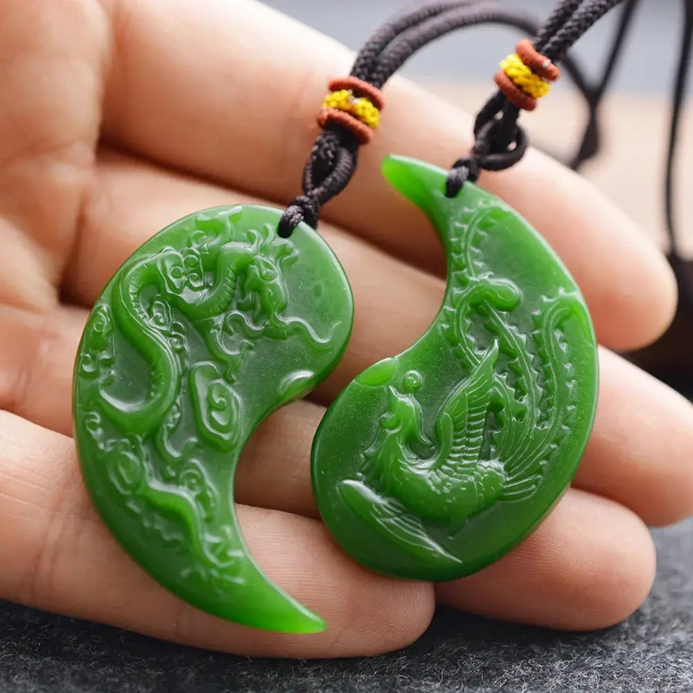 Colliers et pendentifs Yin-Yang (x2): Union Dragon Phénix