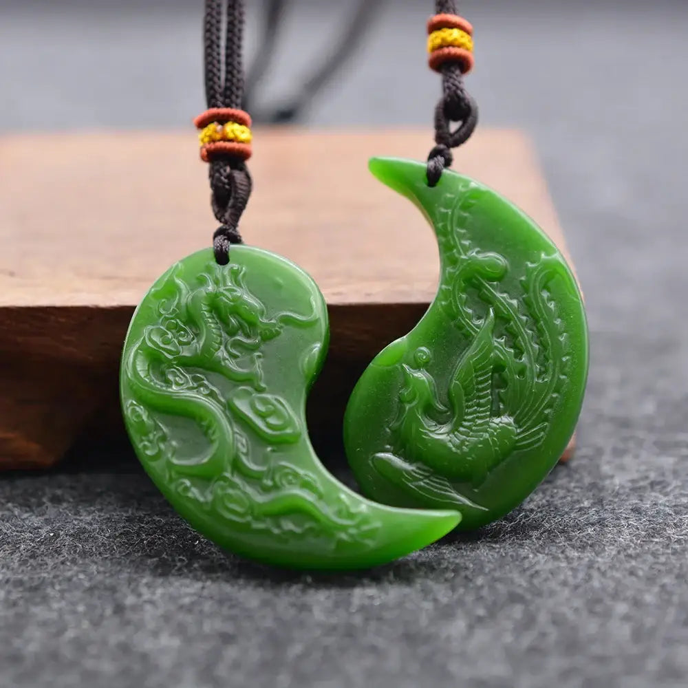 Colliers et pendentifs Yin-Yang (x2): Union Dragon Phénix