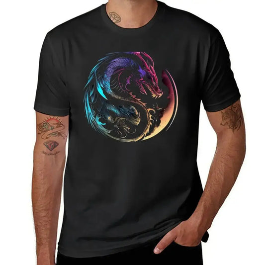 T-shirt Yin-Yang: La Force Intérieure du Dragon - Noir / S